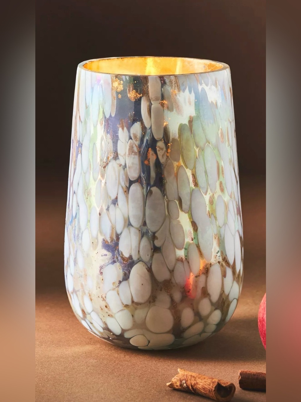 Anthropologie Guilded Cassia Confetti Glass Vessel Candle